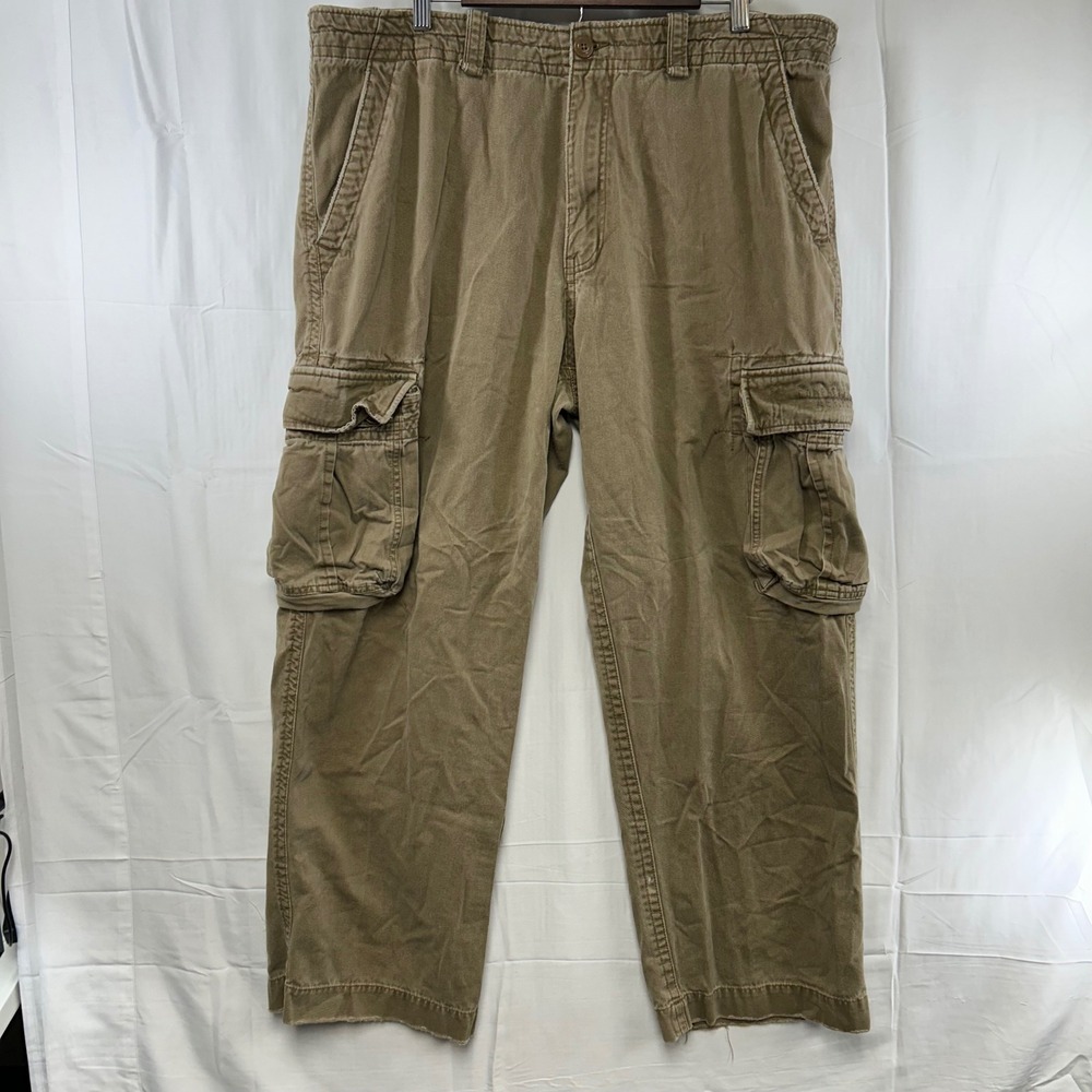 Aeropostale Cargo Pants Mens 40x32 Brown Khaki Cotton Relaxed Straight‎ Leg